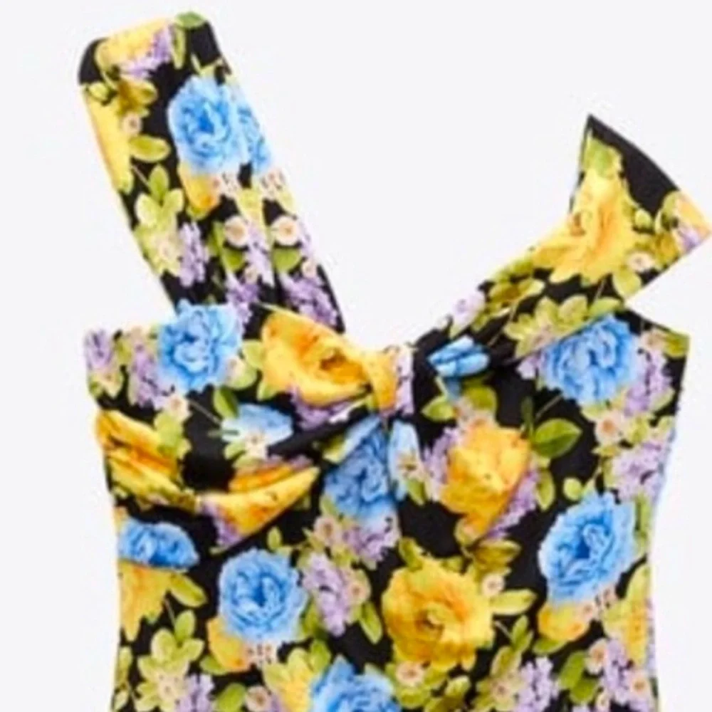 Zara Floral Bodysuit - Yellow, Blue, Black NWOT Size M - Picture 5 of 8